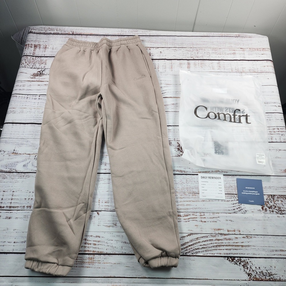 Comfrt Signature Sweatpants Unisex L Bark Brown Heavyweight Fleece Joggers NEW